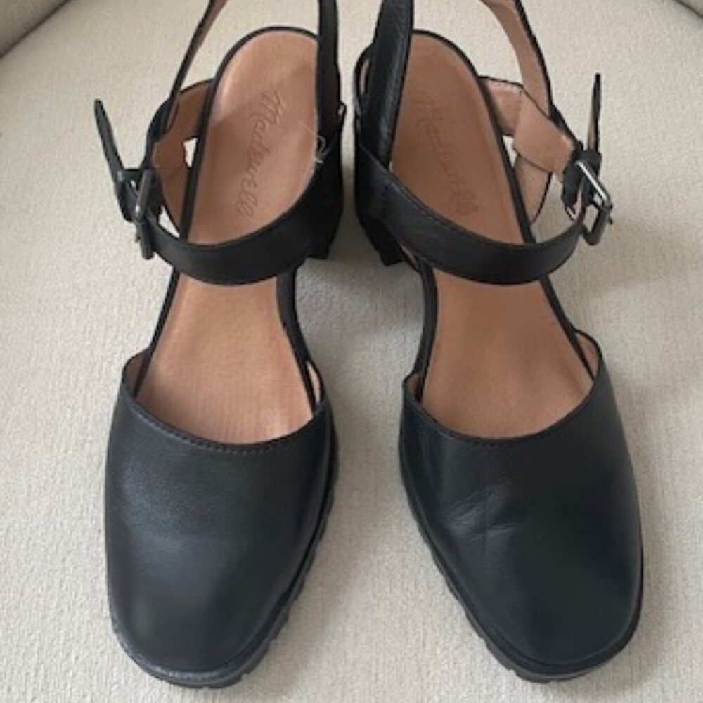 MADEWELL Womens Black Leather Slingback Lugsole Sandal Size 7.5 Preowned - Picture 6 of 6